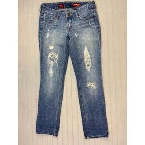 Express Size 4s Short Womens Jeans Stella Skinny Leg Distress Low Rise Med Wash